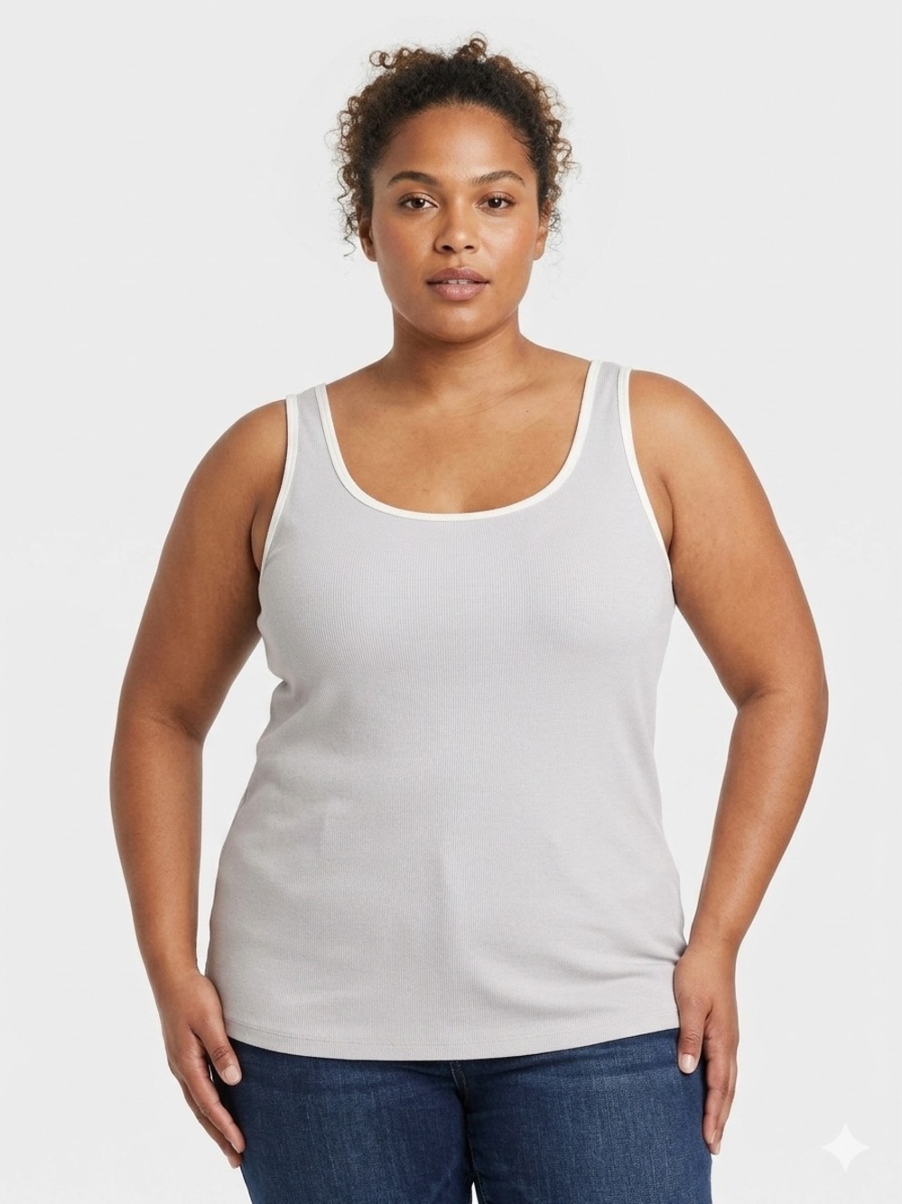 a new day Light Gray Scoop Neck Ribbed Tank Top